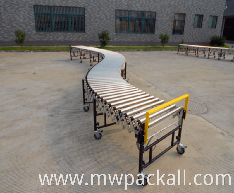 Stainless steel Motorized Flexible Extendable Roller Conveyor for industry